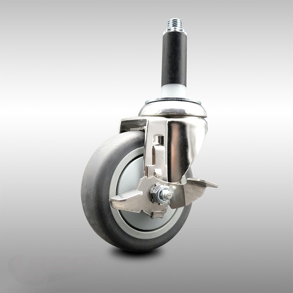 4 Inch 316SS Thermoplastic Rubber Swivel 3/4 Inch Expanding Stem Caster Brake
